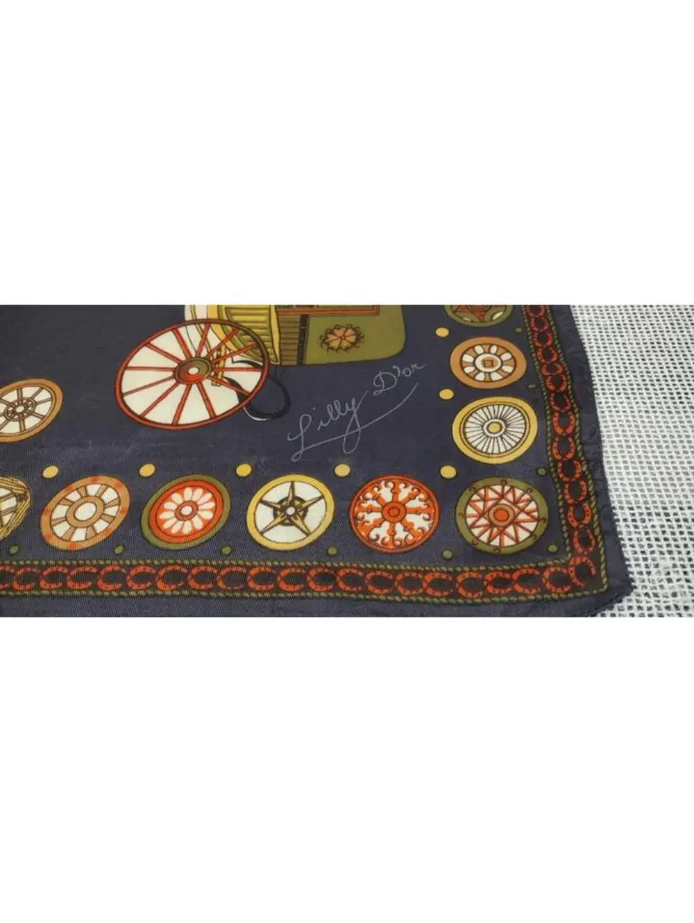 60s Lilly D'or Men's Scarf Carriages Acetate MCM Menswear Dandy Victorian Wheels